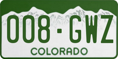 CO license plate 008GWZ
