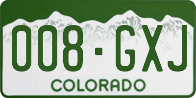 CO license plate 008GXJ
