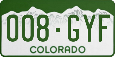 CO license plate 008GYF