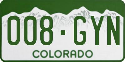 CO license plate 008GYN