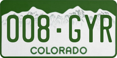 CO license plate 008GYR