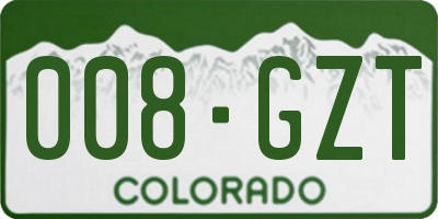 CO license plate 008GZT