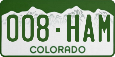 CO license plate 008HAM