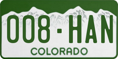 CO license plate 008HAN