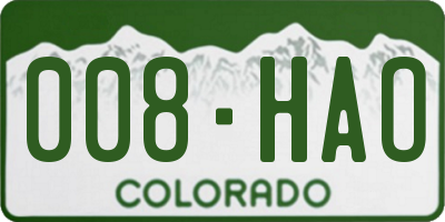 CO license plate 008HAO