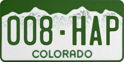 CO license plate 008HAP