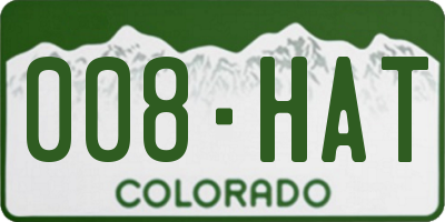 CO license plate 008HAT