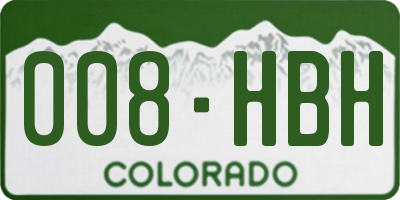 CO license plate 008HBH