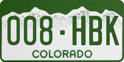CO license plate 008HBK
