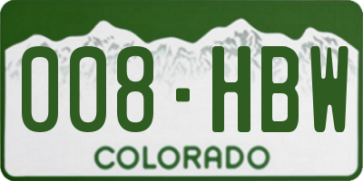 CO license plate 008HBW