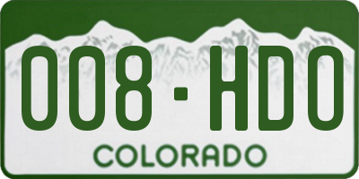 CO license plate 008HDO