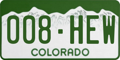 CO license plate 008HEW