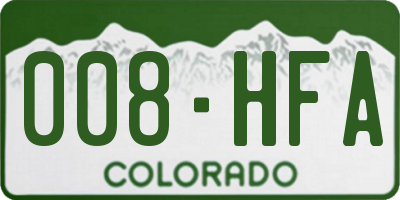 CO license plate 008HFA