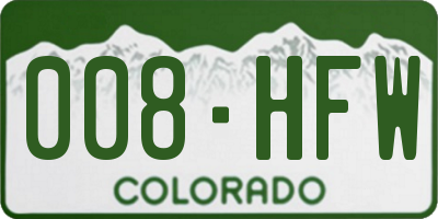 CO license plate 008HFW