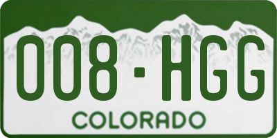 CO license plate 008HGG