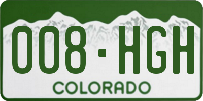 CO license plate 008HGH