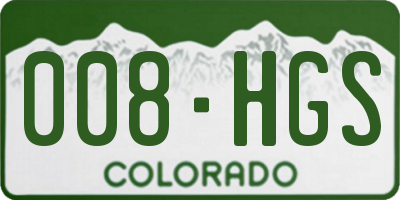 CO license plate 008HGS