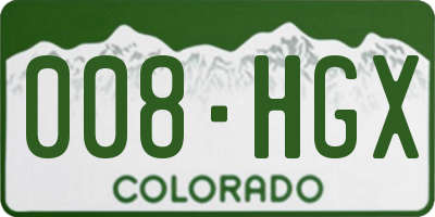 CO license plate 008HGX