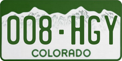 CO license plate 008HGY