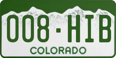 CO license plate 008HIB