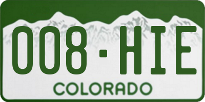 CO license plate 008HIE