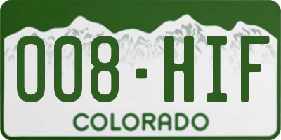 CO license plate 008HIF