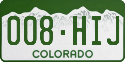 CO license plate 008HIJ
