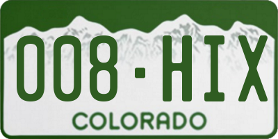 CO license plate 008HIX