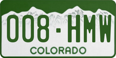 CO license plate 008HMW