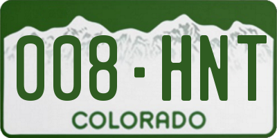 CO license plate 008HNT