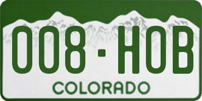 CO license plate 008HOB