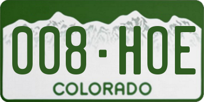 CO license plate 008HOE