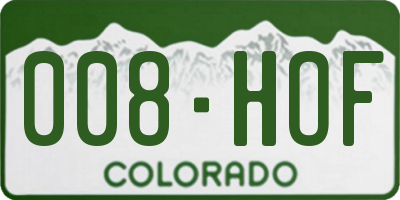 CO license plate 008HOF