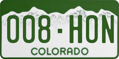 CO license plate 008HON