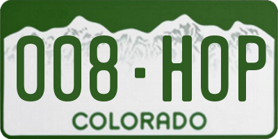 CO license plate 008HOP