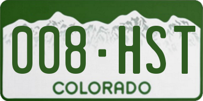 CO license plate 008HST
