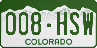 CO license plate 008HSW