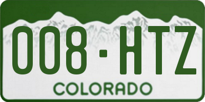 CO license plate 008HTZ