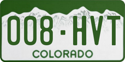 CO license plate 008HVT