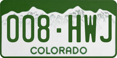 CO license plate 008HWJ