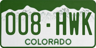CO license plate 008HWK