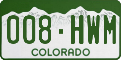 CO license plate 008HWM