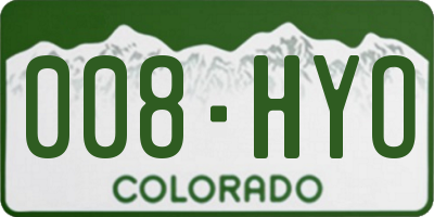 CO license plate 008HYO