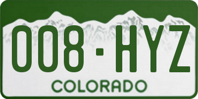 CO license plate 008HYZ