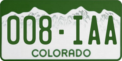 CO license plate 008IAA