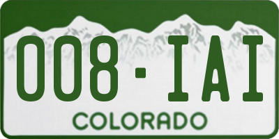 CO license plate 008IAI