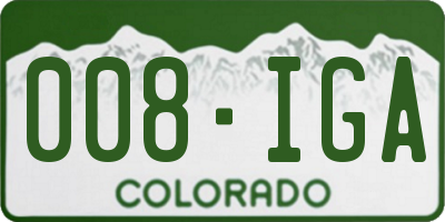 CO license plate 008IGA