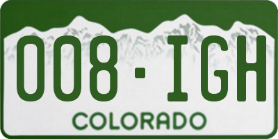 CO license plate 008IGH