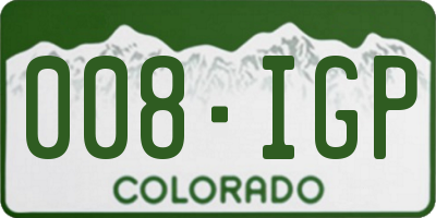 CO license plate 008IGP