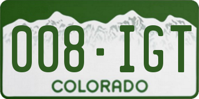 CO license plate 008IGT